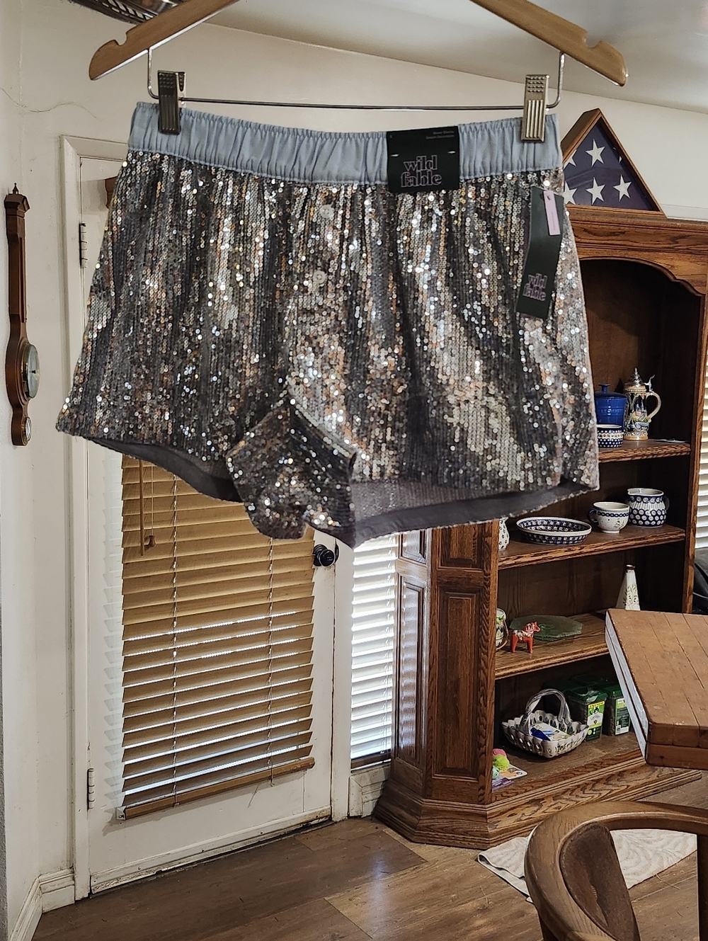 Wild Fable Womens Sparkling Silver Sequìn Boxer Shorts (NWT) In Size S